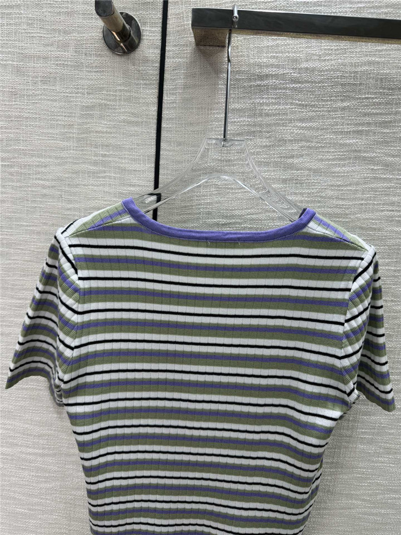 M1um1u contrast striped knitted short sleeves replica designer clothes