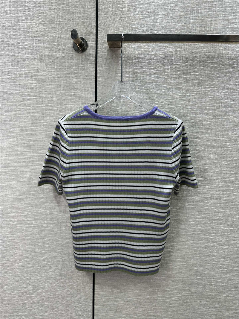 M1um1u contrast striped knitted short sleeves replica designer clothes