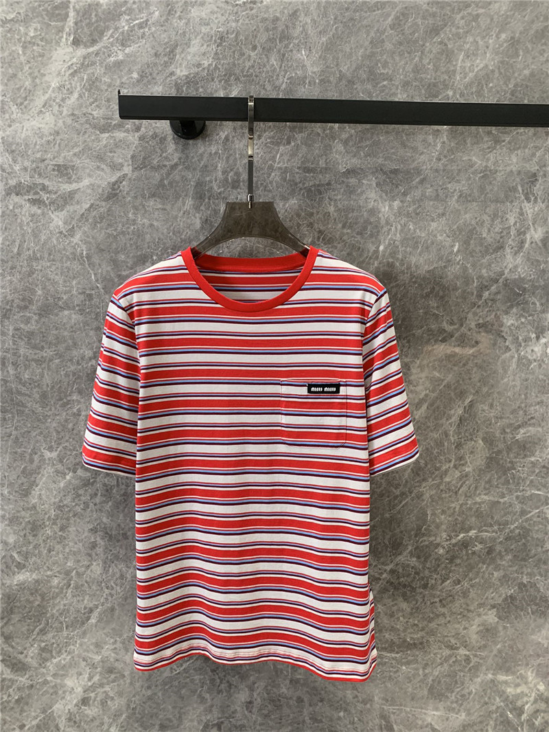 M1um1u logo pocket short sleeve crew neck t-shirt replica clothes