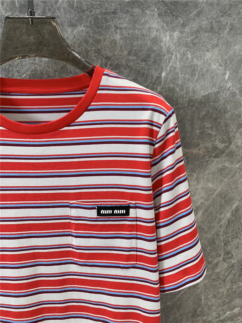 M1um1u logo pocket short sleeve crew neck t-shirt replica clothes