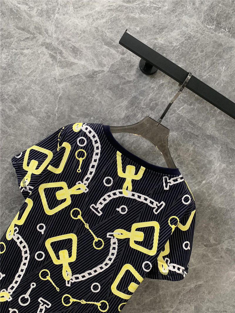 H**me5 chain print round neck short-sleeved t-shirt replica clothes