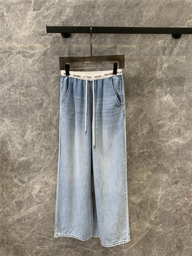 M1um1u denim wide-leg straight pants replica clothes