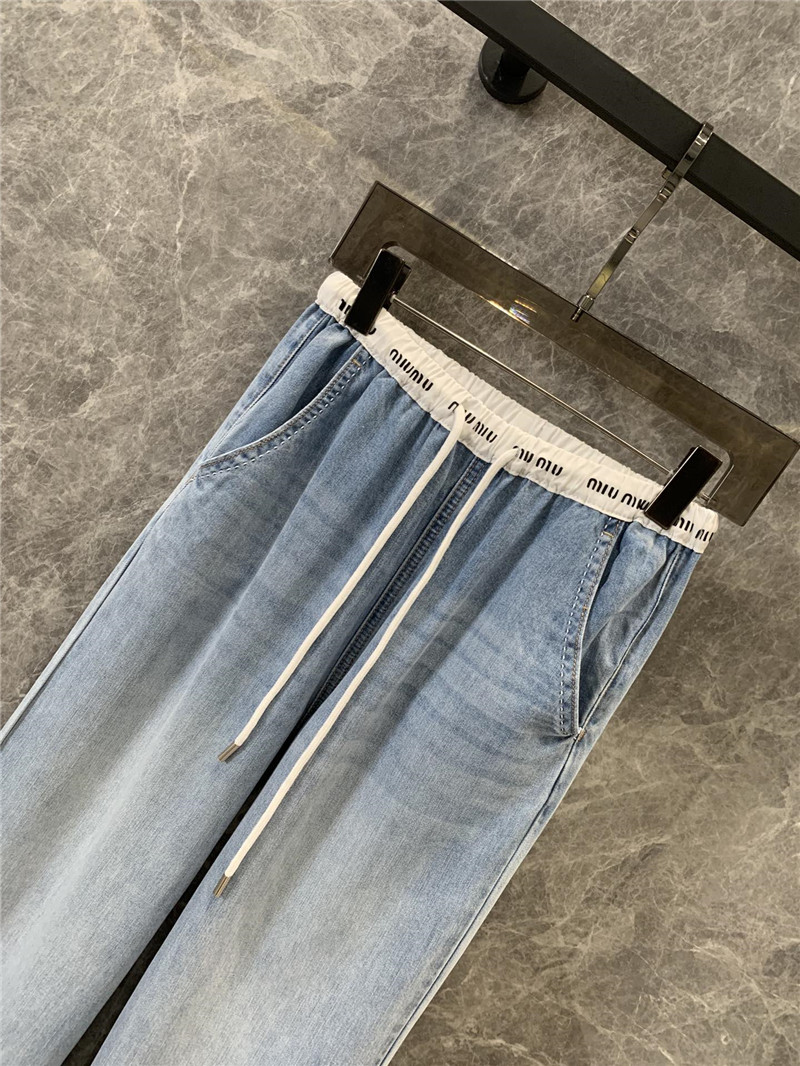 M1um1u denim wide-leg straight pants replica clothes
