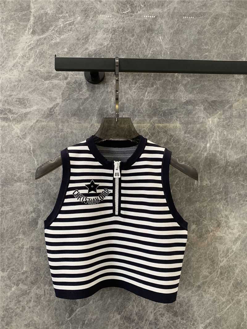 D10r zipper jacquard striped knitted vest replicas clothes