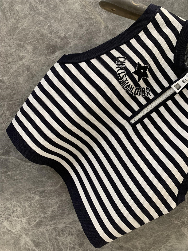 D10r zipper jacquard striped knitted vest replicas clothes