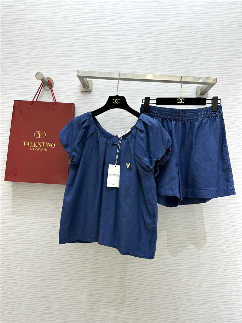 Va1e*ntin0 tencel denim suit cheap replica designer clothes