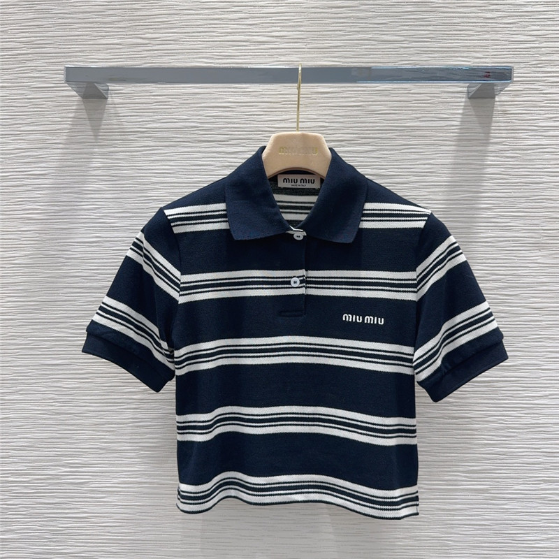 M1um1u contrast striped polo top replica d&g clothing
