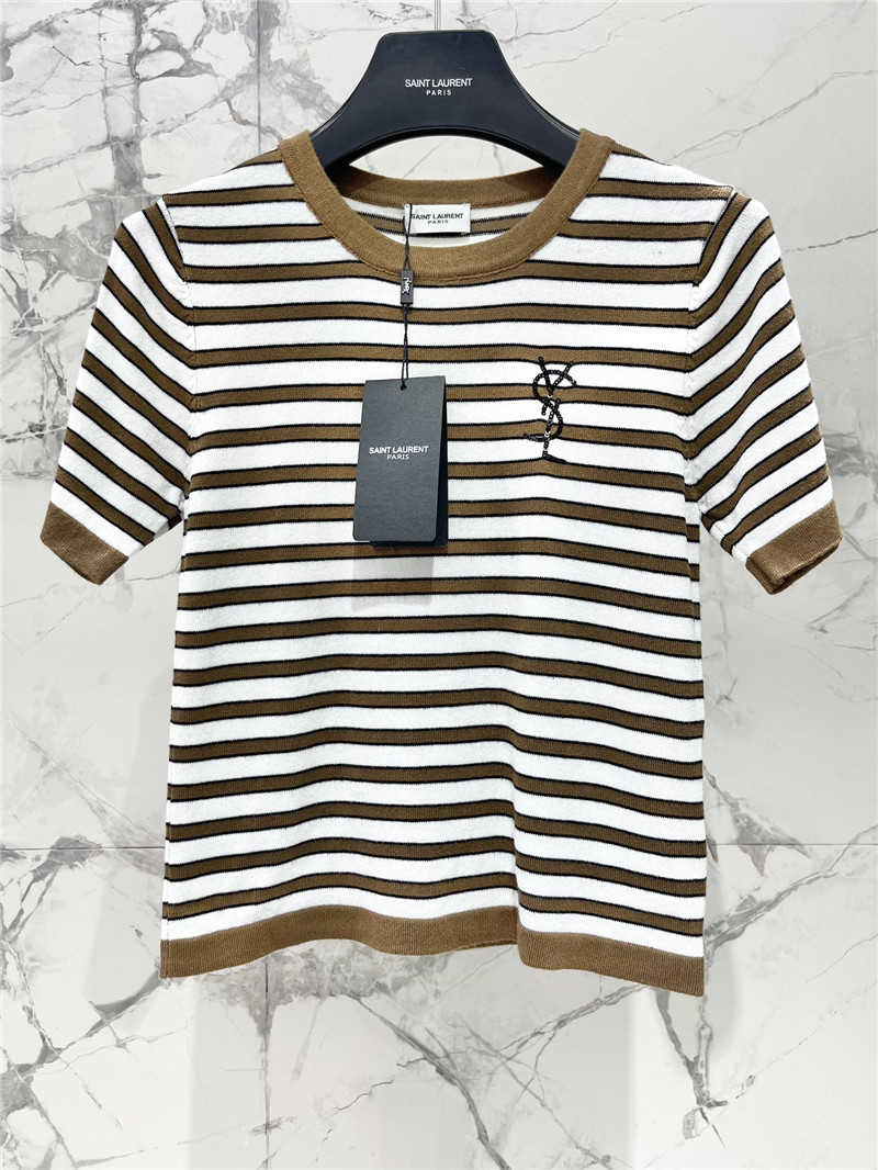 Y51 round neck classic striped knitted short sleeves replica clothes