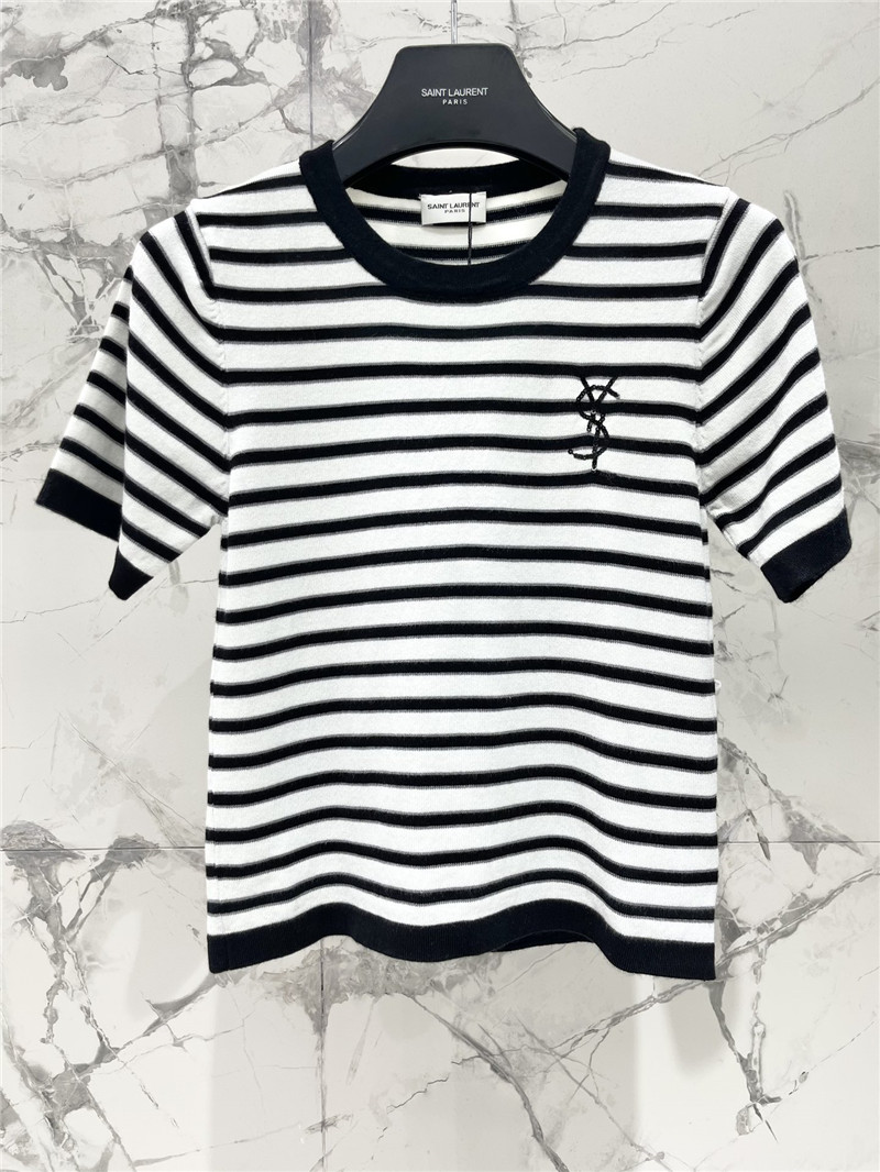 Y51 round neck classic striped knitted short sleeves replica clothes