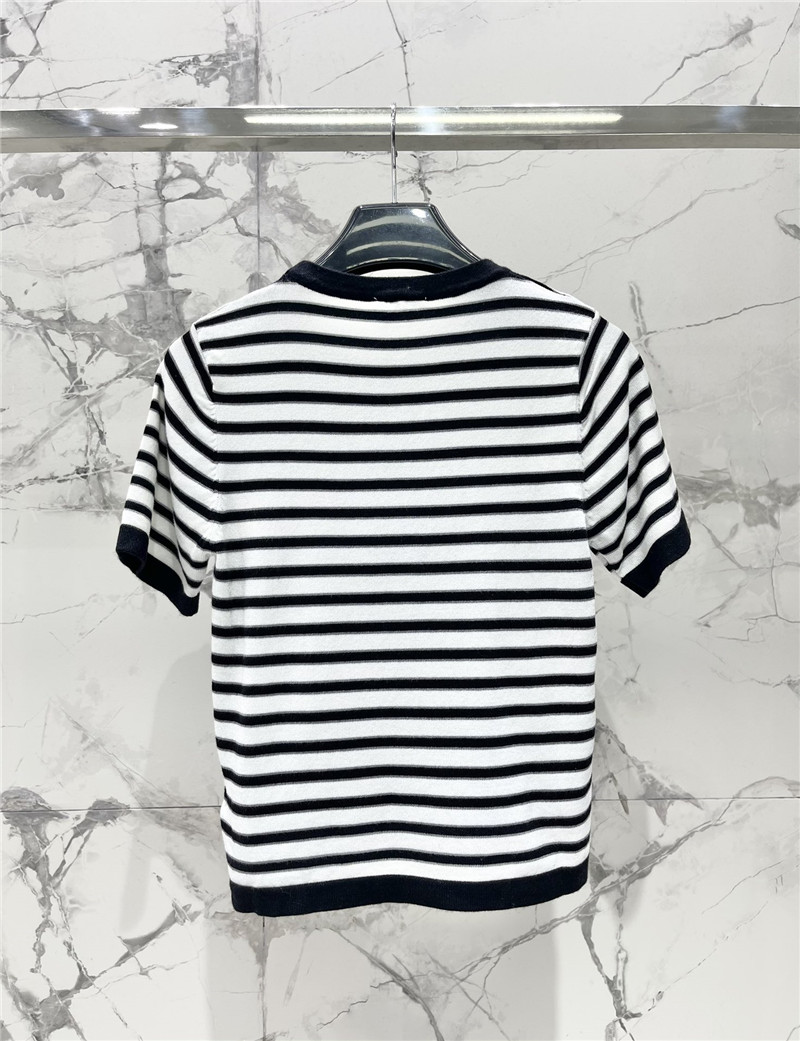 Y51 round neck classic striped knitted short sleeves replica clothes