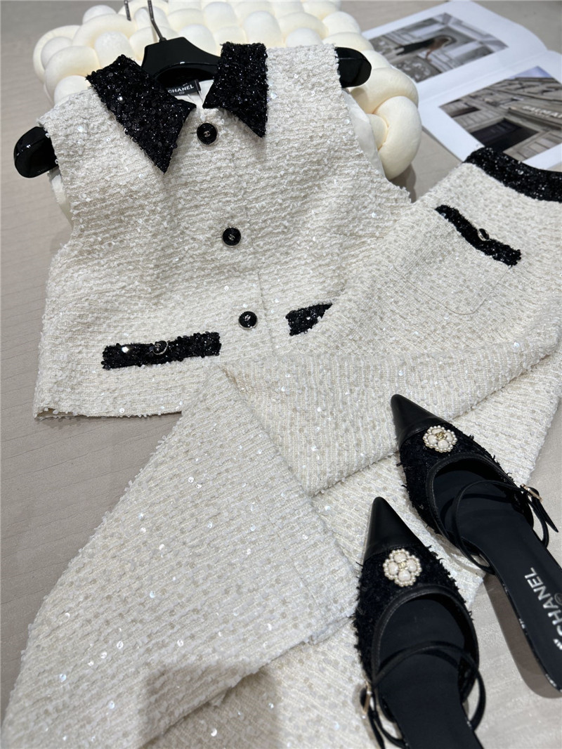Ch**el small fragrance style sequin suit replica clothes