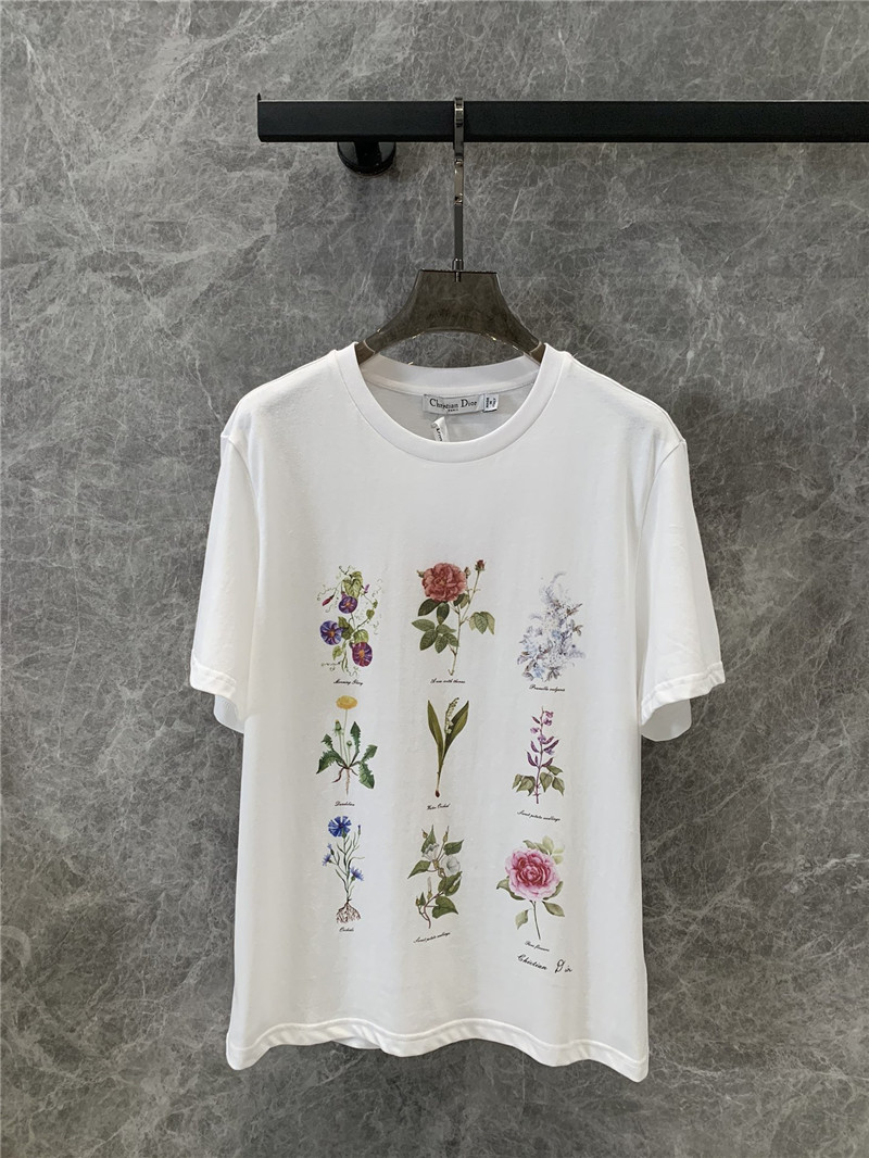 D10r plant print round neck short sleeve t-shirt replica clothing
