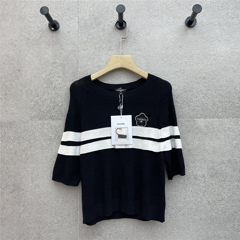 Ch**el round neck striped short sleeve replica clothing sites