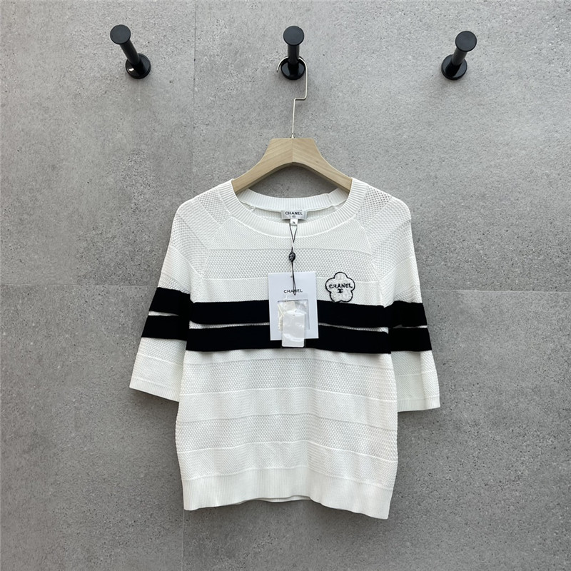 Ch**el round neck striped short sleeve replica clothing sites