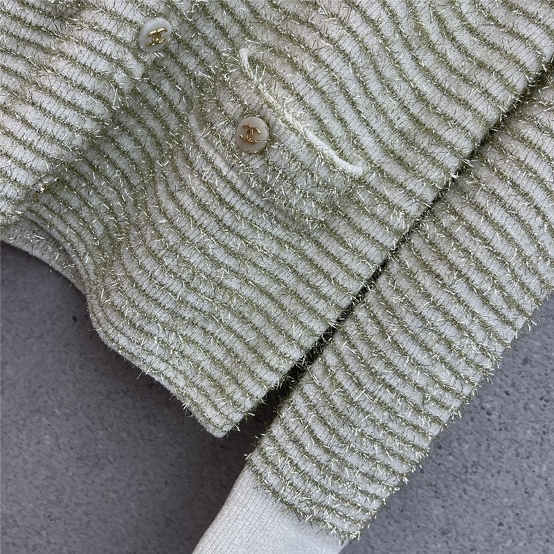Ch**el striped contrast gold thread knitted cardigan replica clothes