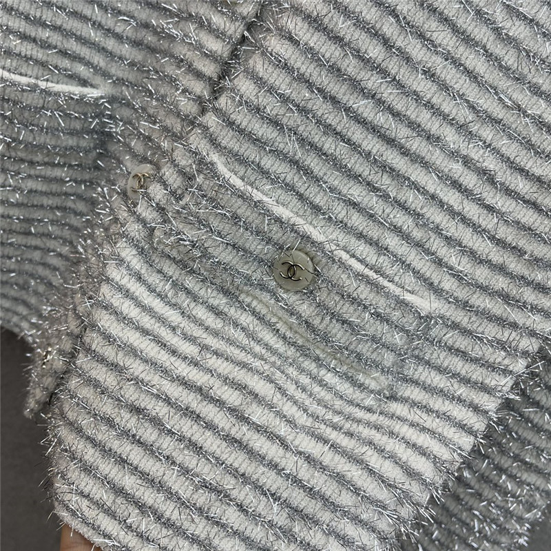 Ch**el striped contrast gold thread knitted cardigan replica clothes