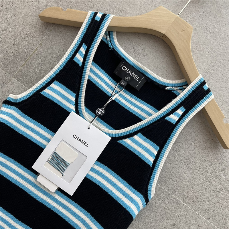 Ch**el contrast striped knitted vest replicas clothes