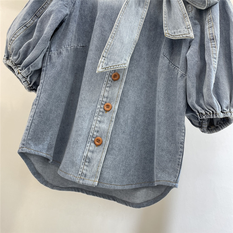 zimm lace-up denim top replica designer clothes