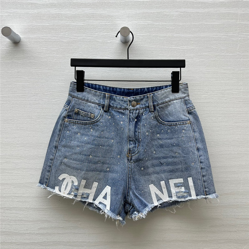 Ch**el classic printed denim shorts replica clothes