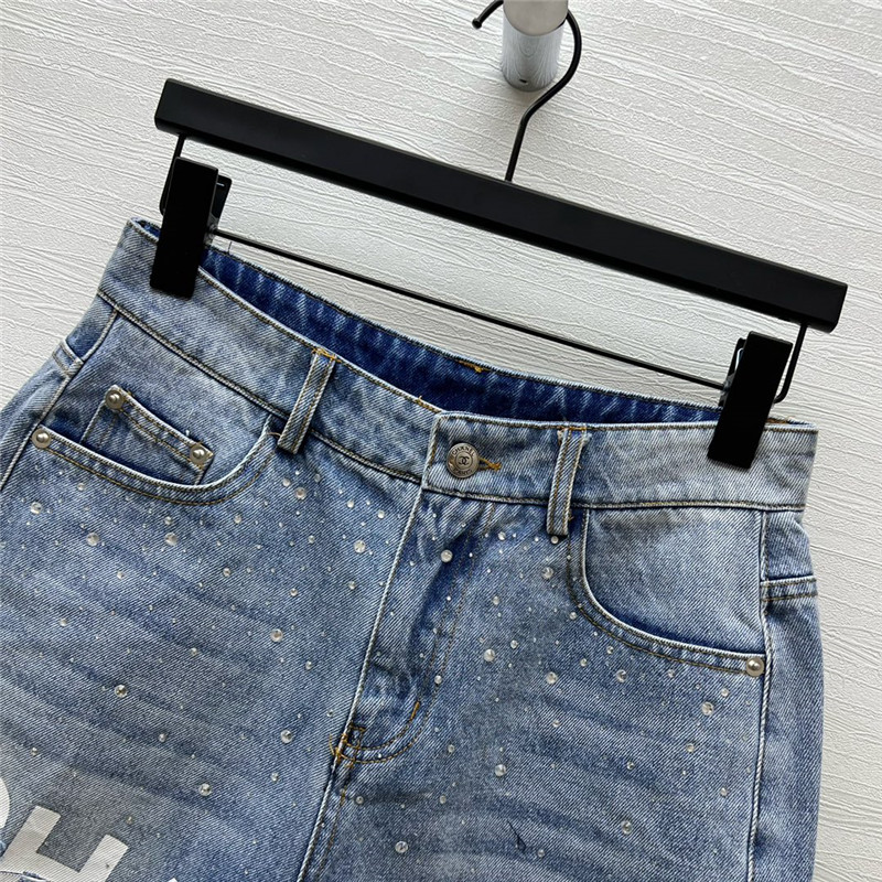 Ch**el classic printed denim shorts replica clothes