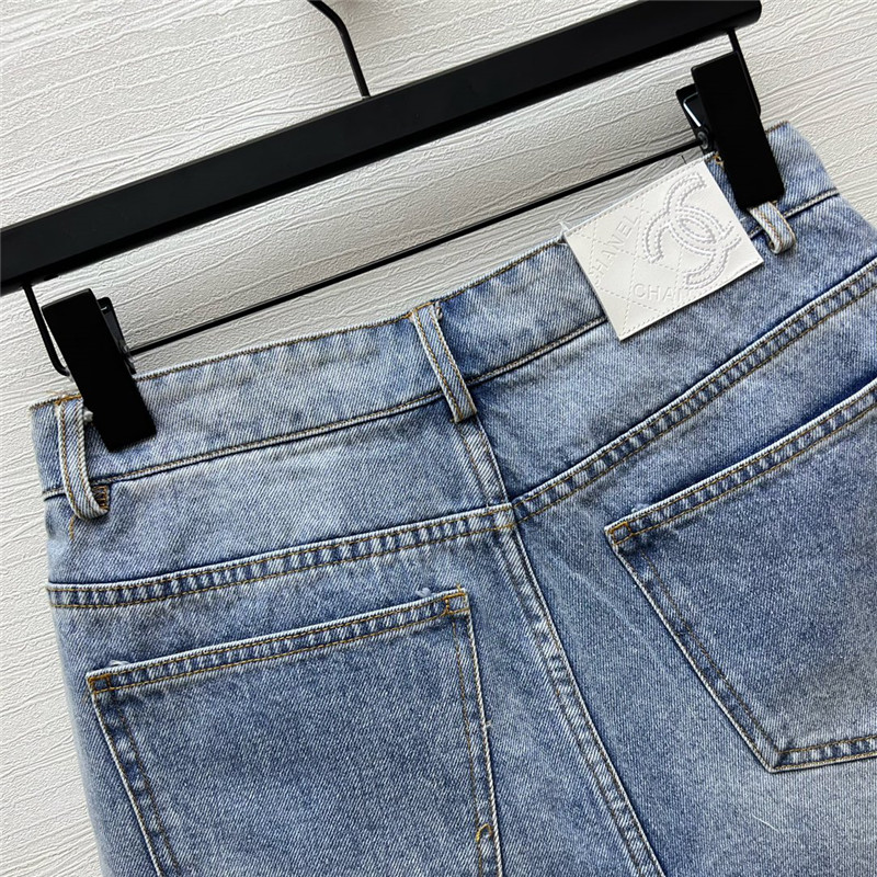 Ch**el classic printed denim shorts replica clothes