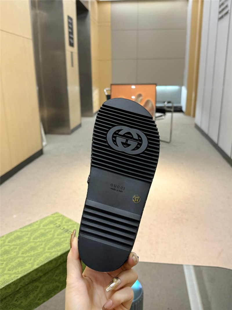 Gvc*1 platform strap sandals in black oblique denim canvas