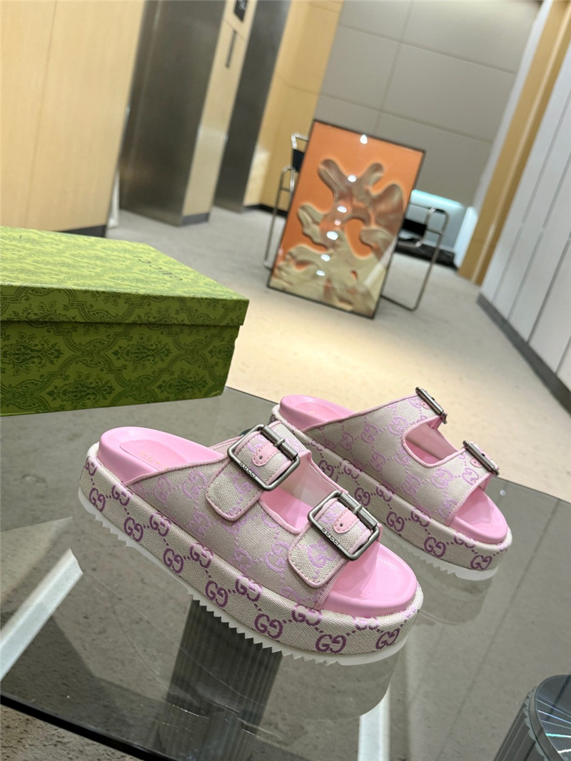 Gvc*1 platform strap sandals in pink oblique canvas