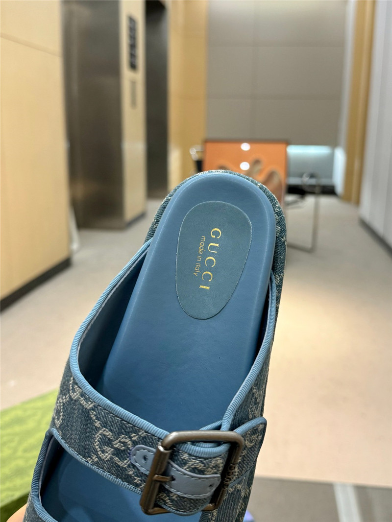 Gvc*1 platform strap sandals in blue oblique denim canvas