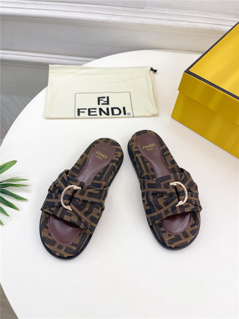 F**di feel brown ff jacquard slides