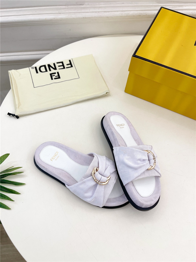 F**di feel white ff jacquard slides