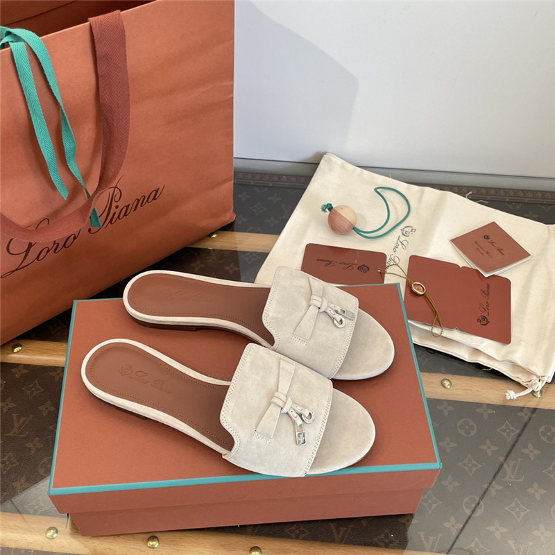 L0r0 P1ana summer charms flat sandals in neutral suede