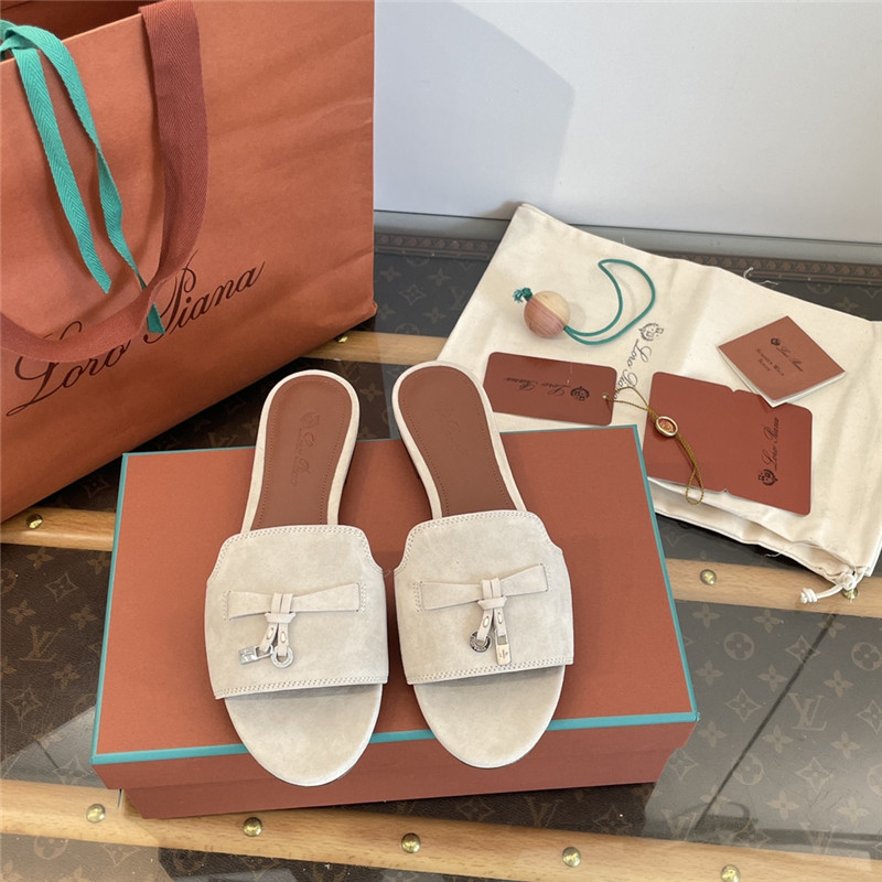 L0r0 P1ana summer charms flat sandals in neutral suede