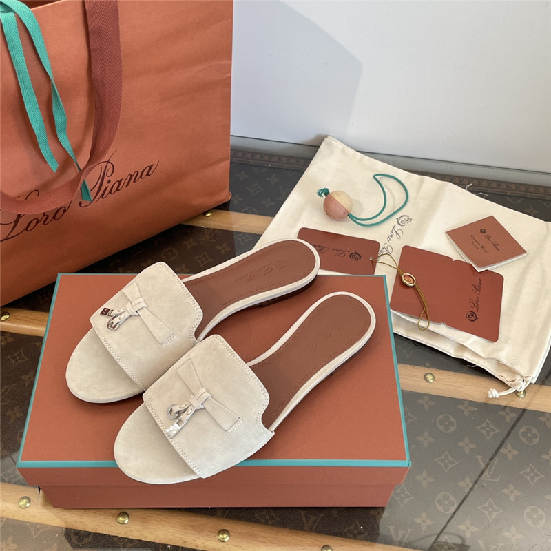 L0r0 P1ana summer charms flat sandals in neutral suede