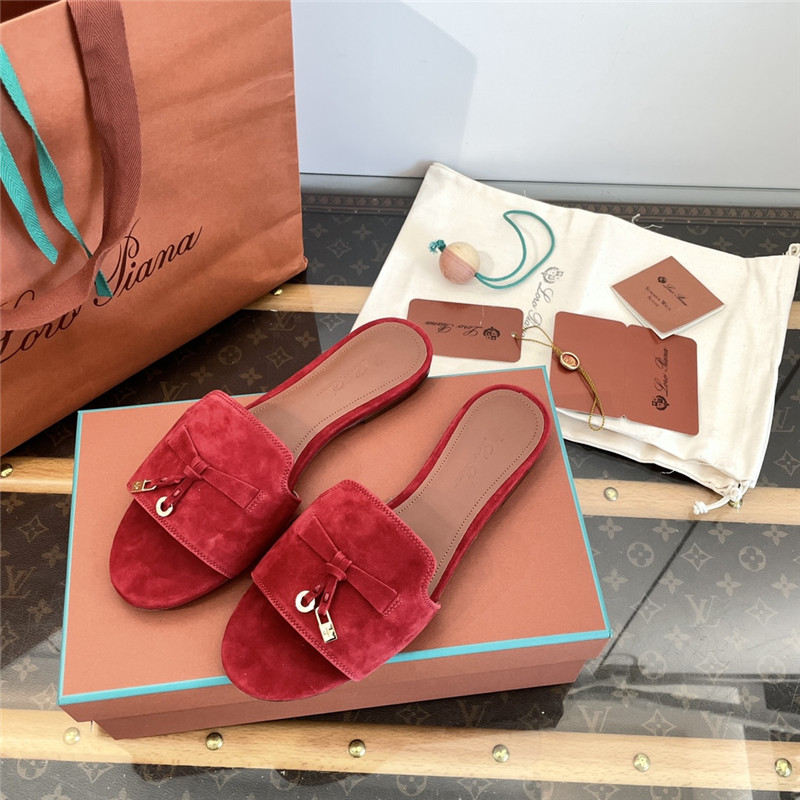 L0r0 P1ana summer charms flat sandals in camu fruit suede