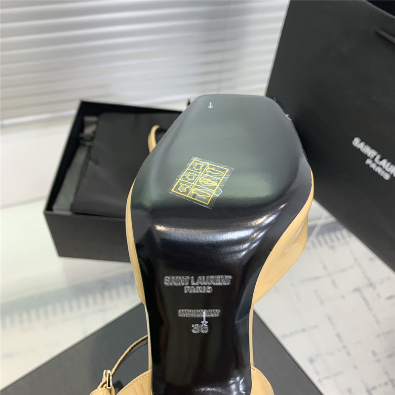 Sa1nt Lau*nt la scandale sandals in beige patent leather