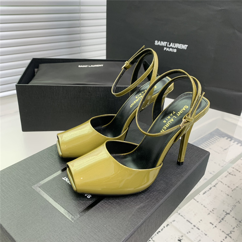 Sa1nt Lau*nt la scandale sandals in green patent leather