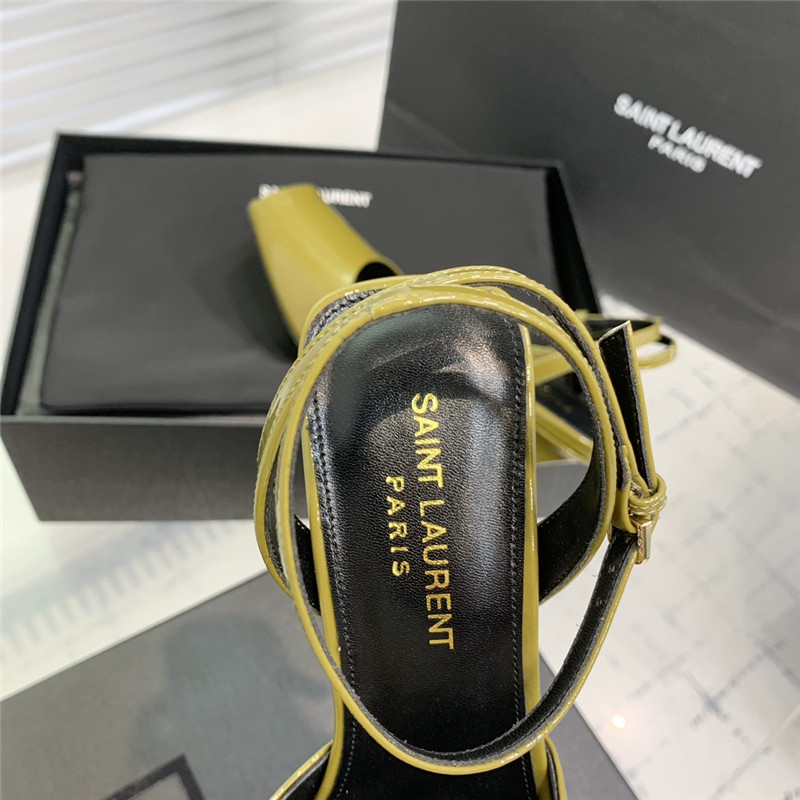 Sa1nt Lau*nt la scandale sandals in green patent leather