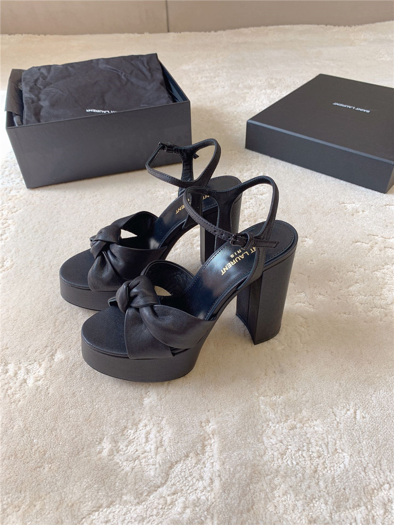 Sa1nt Lau*nt bianca platform sandals black smooth leather