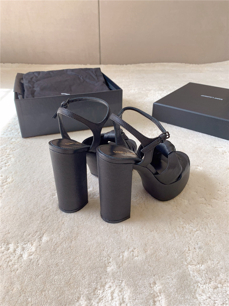 Sa1nt Lau*nt bianca platform sandals black smooth leather