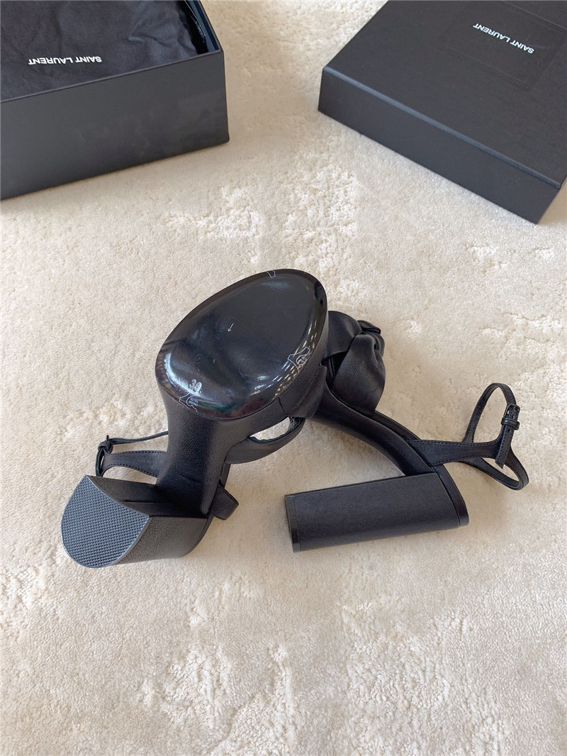 Sa1nt Lau*nt bianca platform sandals black smooth leather