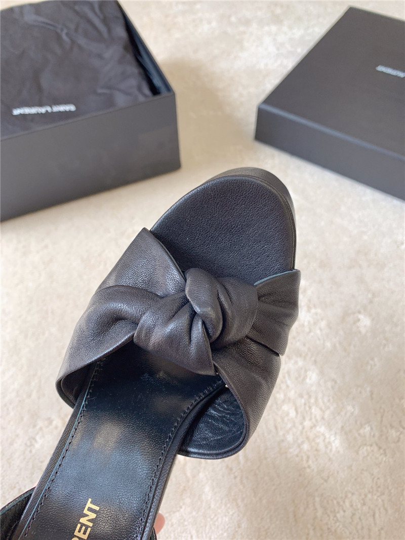 Sa1nt Lau*nt bianca platform sandals black smooth leather