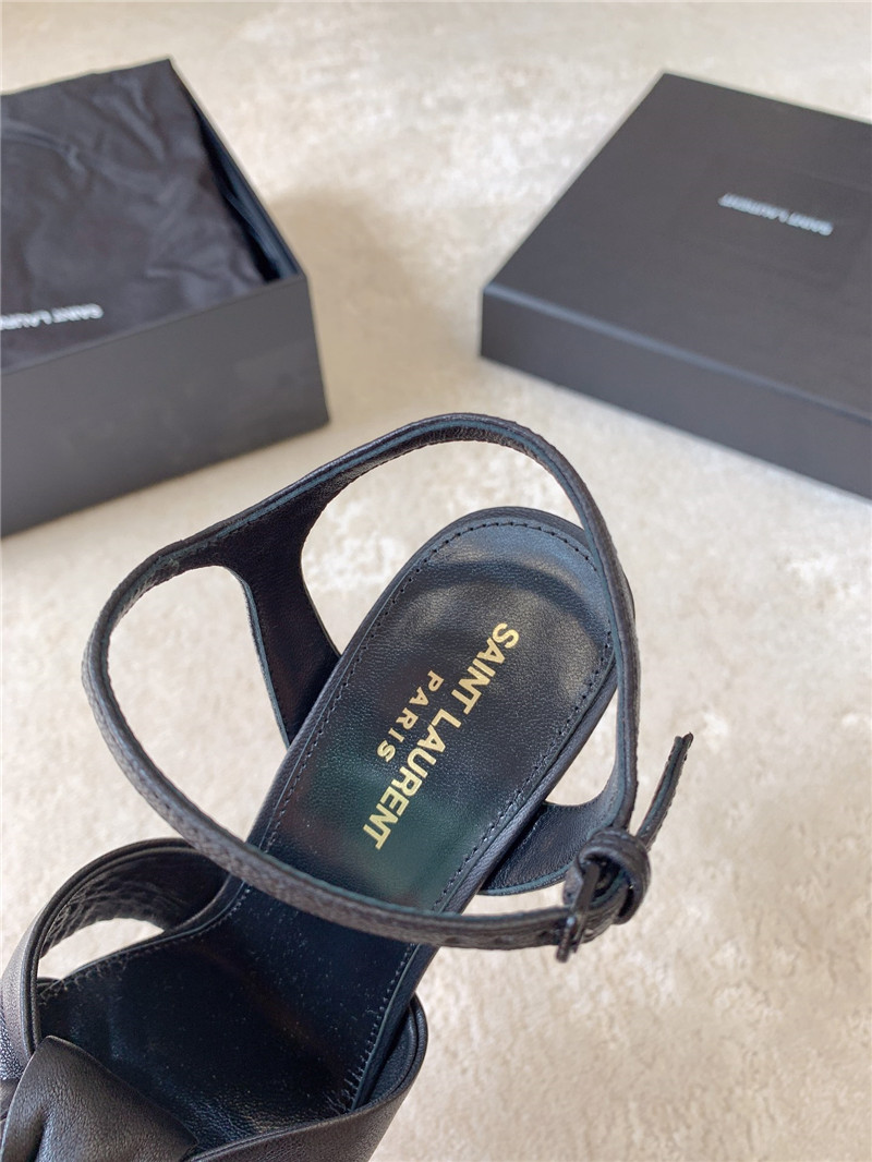 Sa1nt Lau*nt bianca platform sandals black smooth leather