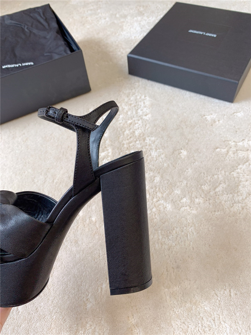 Sa1nt Lau*nt bianca platform sandals black smooth leather