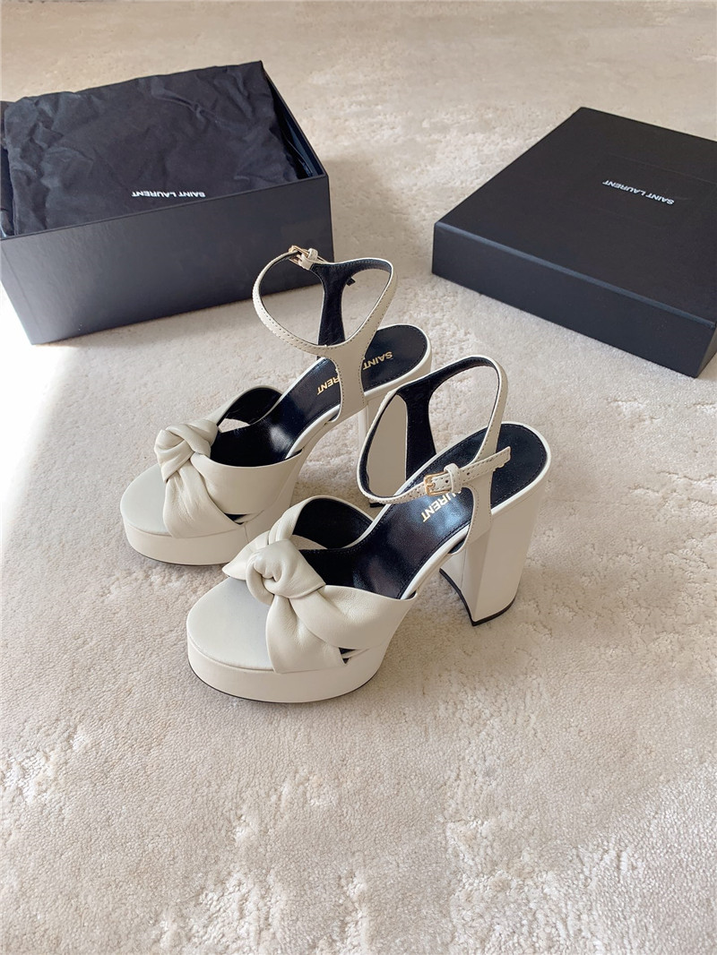 Sa1nt Lau*nt bianca platform sandals white smooth leather