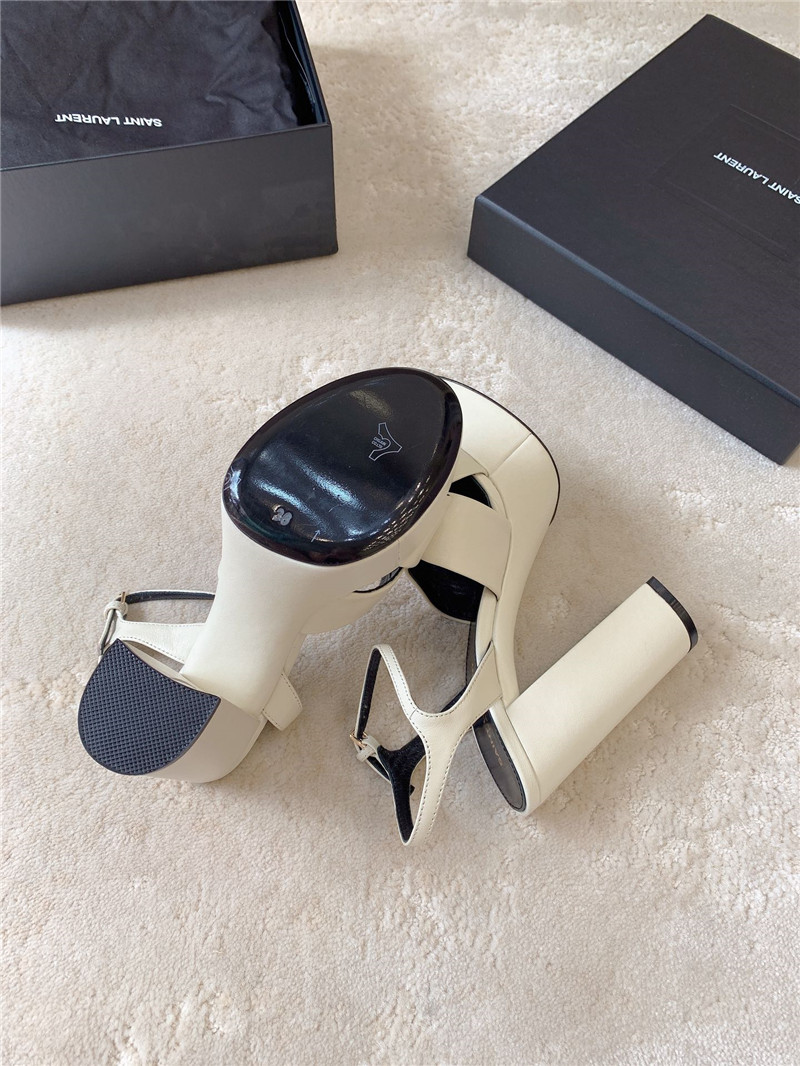 Sa1nt Lau*nt bianca platform sandals white smooth leather