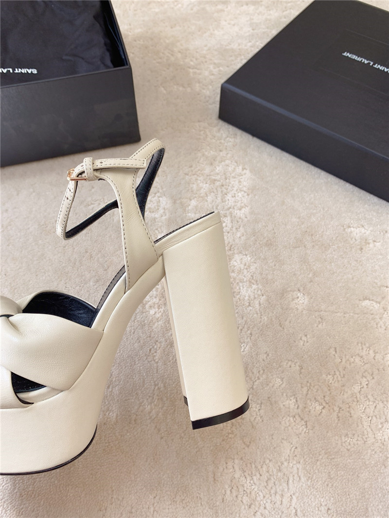 Sa1nt Lau*nt bianca platform sandals white smooth leather
