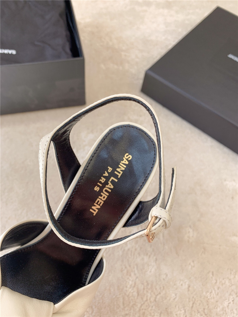 Sa1nt Lau*nt bianca platform sandals white smooth leather