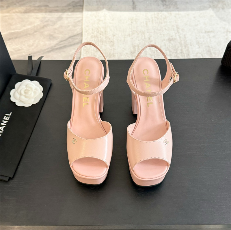 ch**el pink calfskin S*per heel platform sandals