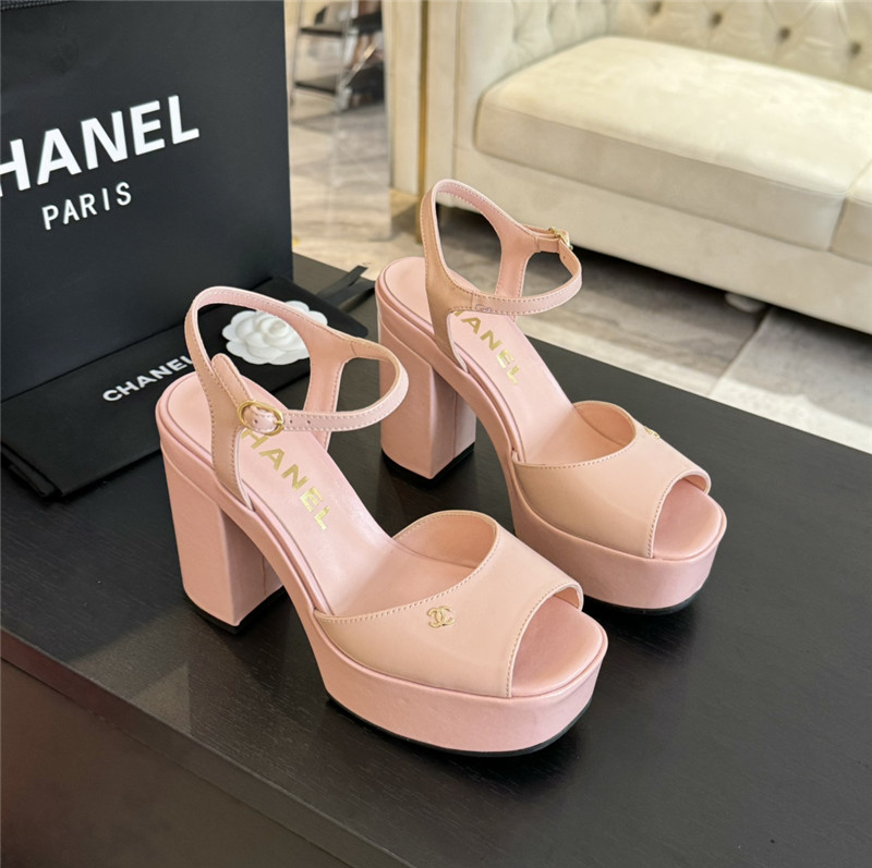 ch**el pink calfskin S*per heel platform sandals