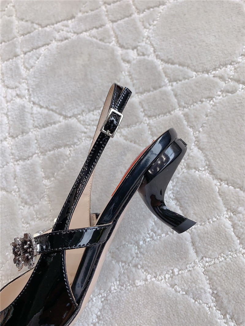 Roger Vivier Virgule Flower Black Patent Slingback Pumps